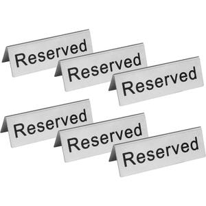 New Star Foodservice Stainless Steel Table Tent Sign (Scoltp-213 (Reserved), 4 x 1.5-Inch (Set of 6))