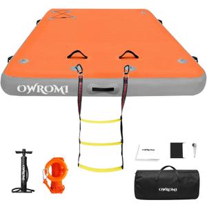 Inflatable Floating Dock Air Platform, 6/8/10ft Air Dock Platform Floating Island Raft, Enlarged Non-Slip Surface Water Floating Dock Mat, 6in Thick Water Platform Swim Dock Mat for Pool Beach Ocean, 6x5x0.5ft