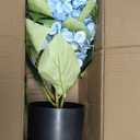 Hollyone Light Blue Hydrangea Artificial Flowers in Pots 19.7" Four-Head Faux Silk Hydranges Flower Arrangements for Indoor Home Office Kitchen Table Centerpieces Wedding Decorations