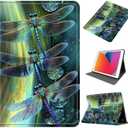Durable Case for Amazon Fire HD 10 Tablet (9th/7th/5th Generation, 2019/2017/2015, 10.1"), Lightweight Shockproof Protective Folio Cover with Kickstand, Auto Wake/Sleep, Dragonfly
