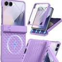 Magnetic for Samsung Galaxy Z Flip 7 Case [Hinge ProtectionKickstand][Compatible with MagSafe][Built-in Screen Protector] Full-Body Military Protection Phone Case for Samsung Z Flip 7 Purple