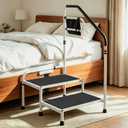 Bed Step Stool with Handle for Adults Elderly, Metal 2 Step Stool, 800 lbs