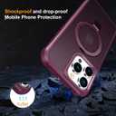 Hocase for iPhone 16 Pro Case 6.3", with Magnetic Ring Stand [Compatible with MagSafe] [Military Grade Protection] Slim Shockproof Translucent Protective Phone Case - Wine Red