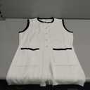 Womens Sleeveless Long Sweater Vests Color Block Button Crewneck Summer Knit Tank Tops with Pockets Size M