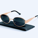 livho 2025 Trendy Oval Sunglasses - Stylish Polarized Shades for Everyday - Retro Metal Frames, Color: Grey/Gold