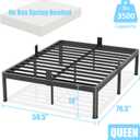 FUIOBYVV Queen Bed Frame with Round Corner Edge Legs 18 inch High 3500 lbs Heavy Duty Metal Platform Bed Frame Queen Size No Box Spring Needed/Non-Slip/Steel Slat Support/Noise Free