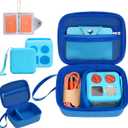 YouKnow Hard Case and Silicone Cover for Yoto Mini Player, Kids Audio Music Accessory with Card Case Holder for up to 10 Cards (Blue)