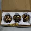 Decorative See No Evil Hear No Evil Speak No Evil Owl Figurines, Set of 3, Vintage Black Decor With Evil Eye, 3 Wise Owl Statue for Bookshelf, Living Room, Office & Table.Boho Gifts for Women (Black)