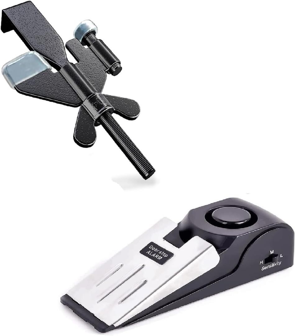 1 Pack Door Stop Alarm with Adjustable Portable Door Lock 120 dB Travel Door Stopper Door Wedge Alarm with 3 Levels Sensitivity for Hotel, Home, Apartment