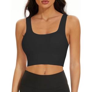 SIMIYA Womens Sports Bra Removable Pads Medium Support Ribbed Seamless Tank Tops Workout Crop Top Yoga Bra