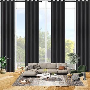 Qiseca Extra Long Curtains High Ceiling Drapes 204 inch Length 17Ft for Living Room, Tall Windows Custom Made 2 Story Blackout Curtains for High Living Room Bedroom Loft Theater 1 Panel, Black