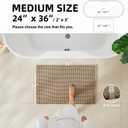 TYUU Waffle Bath Mat, Boho Bathroom Rugs Non Slip Washable Super Absorbent Quick Dry Bath Mat Farmhouse Bathroom Decor, 36"x24" Beige