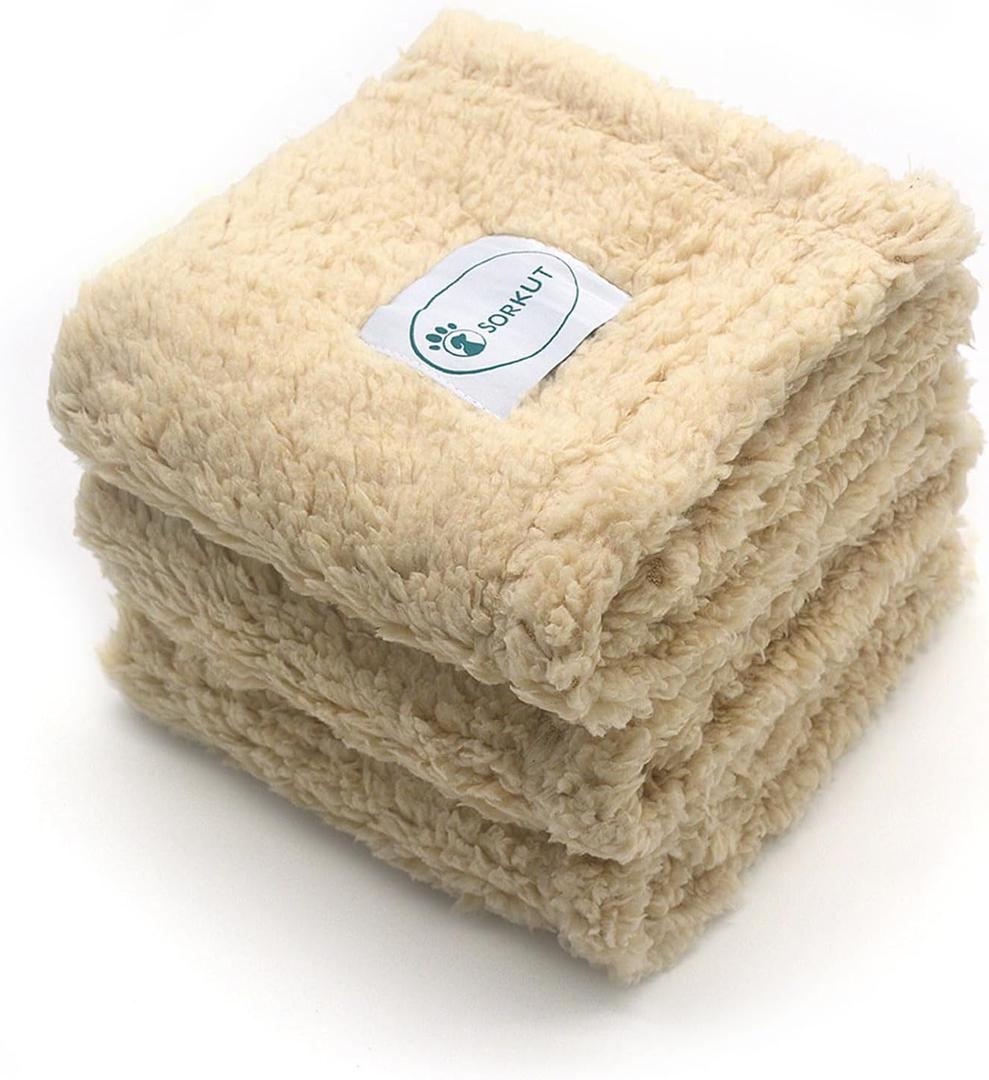 1 Pack 3 Dog Blanket Calming Blankets Fluffy Premium Fleece Puppy Blanket Soft Sherpa Pet Blanket for Dog Puppy Cat Beige,Medium(29'' x20)