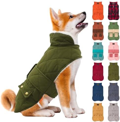 KYEESE Dog Coat Soft Pet Sweater for Cold Weather Thick Cat Clothes with Pocket Windproof Dog Coats for Small Dogs Waterproof Dogs Jacket with Fleece Lined Warm Pet Winter Puffer Coat with Leash Hole, XL