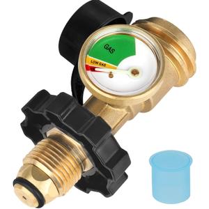 Aekops 100 lb Propane Tank Adapter, Propane Gauge for 100 lb Propane Tank, Universal Fit Pol to Qcc1 Propane Tank Adapter Converts Pol to Qcc1 / Type 1 - Old to New Connection Type, Solid Brass (1PC)