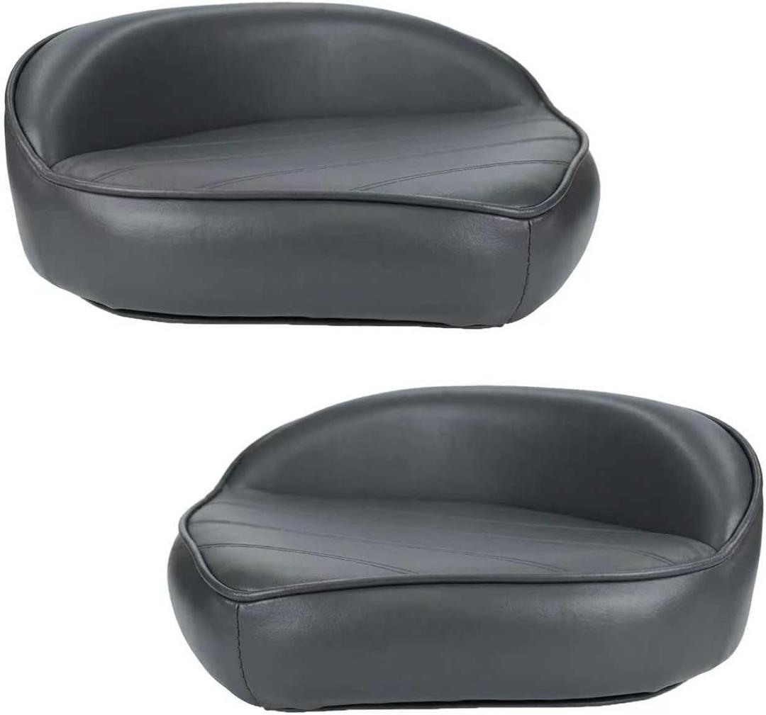 Casting Seat Fishing Bass Boat Seat, Marine Grade Vinyl Exterior Universal Pro Casting Deck Seat for Fishing Jon Bass Tracker Pro Butt Chair, Dark Grey-2Pack,15W x 11D x 6H