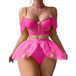Mixxmix Lingerie Sets for Women Sexy Princess Costumes Cosplay Outfits Halloween Lingerie Roleplay with Bra and Panty XXL