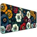 JIANG100 Anemones Daisies Wildflowers Gaming Desk Mat, Computer Keyboard Large Extended Long Floral Mouse Pad for Office and Home, XL (H04)
