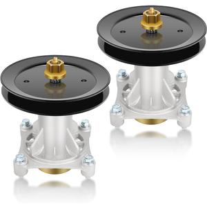 Lawn Mower Spindle with Pulley for Husqvarna YTH22V46 Ariens Poulan Jonsered Mandrel Assembly Replacement Part Number 532187292 532192870 532187281 21546238 21546299 197473 532195945 21546446 2-Pack