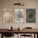 DRACIT Vintage Wood Tree Ring Framed Canvas Wall Art Set-16"x24"x3