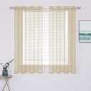 MIULEE 2 Panels Solid Color Sheer Window Curtains Elegant Window Voile Panels/Drapes/Treatment for Bedroom Living Room (54X63 Inches Beige)