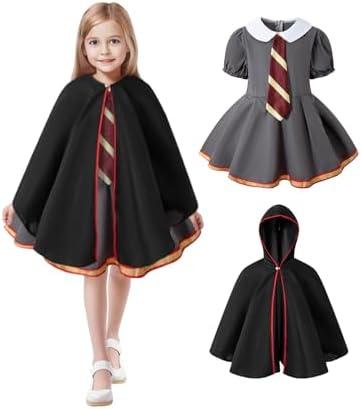 MOMMY'S NEW MAN Toddler Girls Halloween Witch Costume Magic Uniform Girls Wizard Costume Robe Cloak Skirt, 7-8 Y