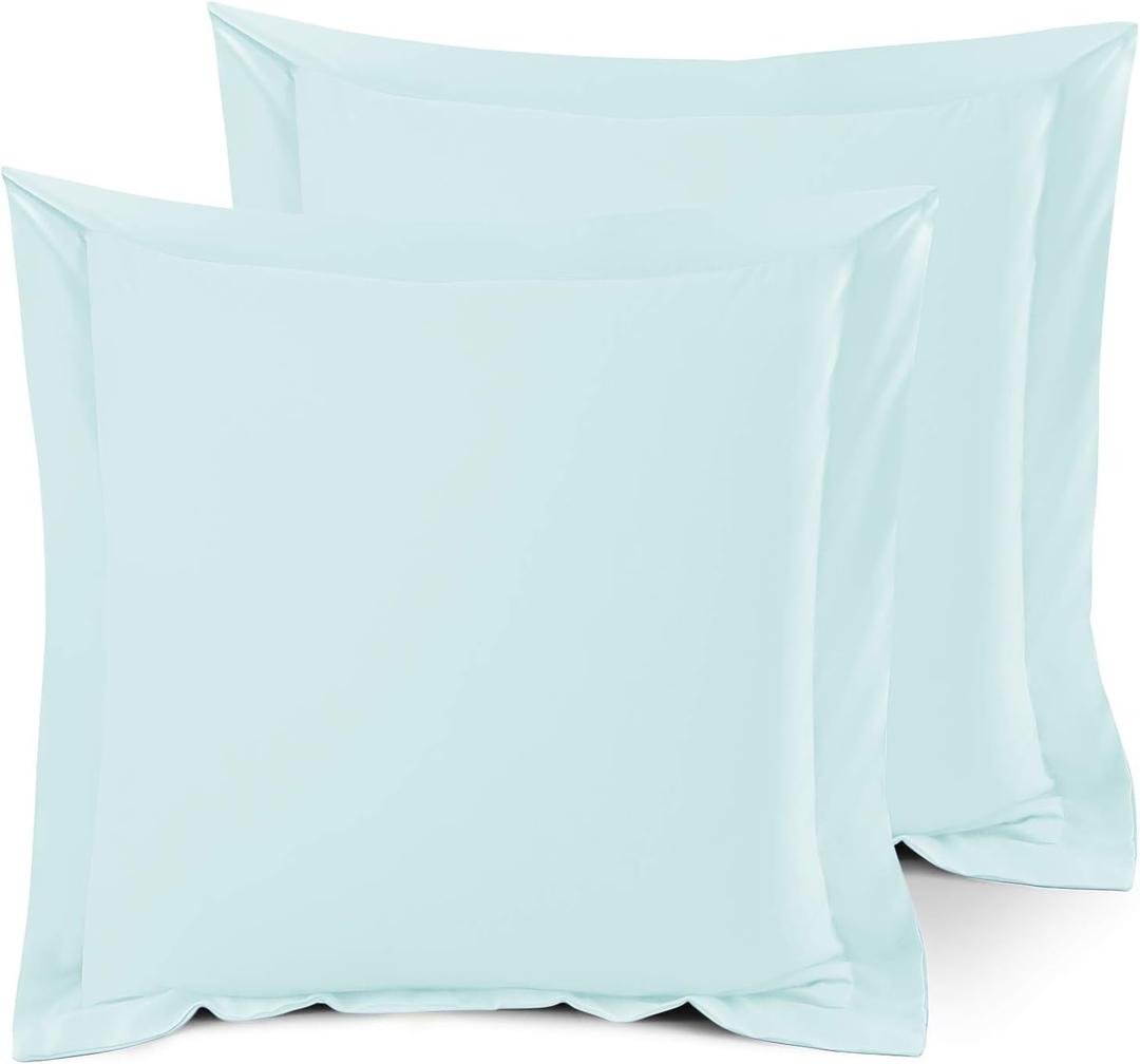 Nestl Soft Pillow Shams Set of 2 - Double Brushed Microfiber Pillow Covers - Hotel Style Premium Bed Pillow Cases, with 1.5 Decorative Flange, Euro 26"x26" - Aqua (23 - Light Blue)