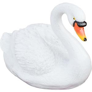White Resin Swan Figurine, Floating Simulation Swan Statue for Garden Pond, Realistic Garden Animal Sculpture Ornament for Balconies and Terraces