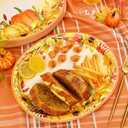 Homlouue 12x10 Oval Fall Paper Plates, 50PCS Fall Leaves Pumpkins Plate, Heavy Duty Thanksgiving Plates, Large Thanksgiving Paper Plate Disposable for Autumn Theme Party Decoration Serve 50 Guests