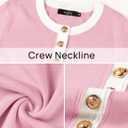 ZESICA Women's Fall Long Sleeve Bodycon Sweater Dress Crewneck Button Knit Color Block Party Mini Dresses (Pink, S)