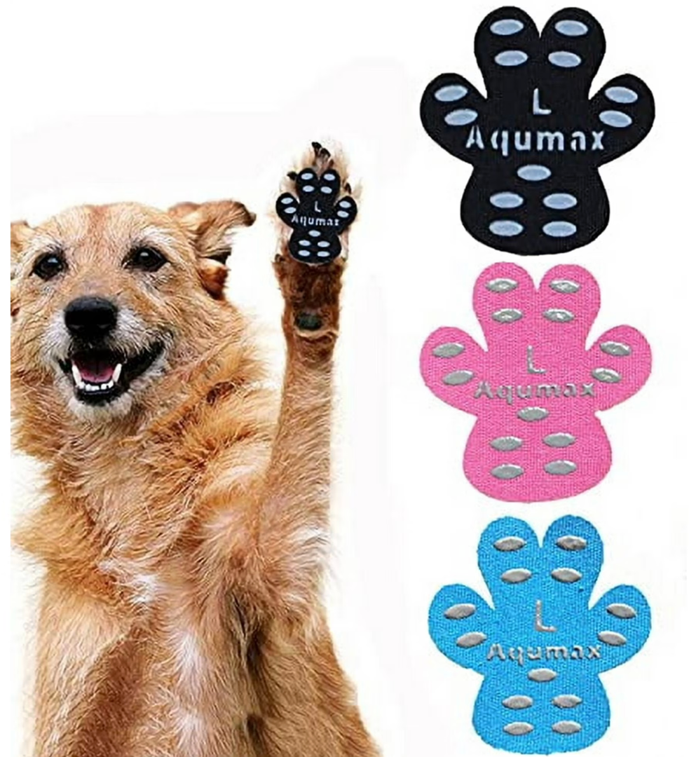 Aqumax Dog Paw Protector Gripper Traction Pads,Dog Paw Covers,Foot Stickers in Summer Hot/Winter Cold Pavement,Dog Shoes Booties Socks Replacement,12 Sets (48 pcs) XXL Black