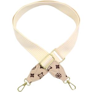 Adjustable Purse Strap with Beige Leather End - 1.5" Wide Handbags, Camera, Guitar, Phone & Crossbody Bag Replacement Shoulder Straps(Gold Hardware)