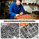 44 Nut and Bolt Thread Checker Standard and Metric, Bolt Sizer and Thread Gauge with 22 Metric and 22 Standard, Bolt Size Finder, Wall-Mountable Bolt Gauge