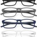 MODFANS Reading Glasses Men Readers 4 Pack,Blue Light Blocking Reading Glasses Anti Glare/Eye Strain Filter UV,Rectangular Unisex Lightweight Frame Comfortable Spring Hinge Eyeglasses 1.5