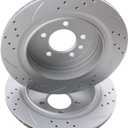 Rear Drilled and Slotted Brake Disc Brake Rotors 34272 13.78 inch / 350 mm Fit for LAND ROVER LR3 2005-2009, LR4 2010-2016, RANGE ROVER SPORT 2006-2013