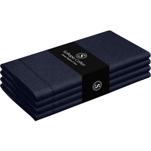 Napkin 100% Cotton 18 Inch x 18 Inch Hemstitch Dinner Napkins, Decorative Washable Cloth Napkin Set of 4 for Dining, Buffet Parties & Camping - Navy Blue
