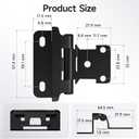 HOSOM 50 Pack 1/2 Inch Overlay Semi Partial Wrap Kitchen Cabinet Door Hinge Matte Black Cabinet Hinges for Kitchen Cabinet Doors Self Closing Cabinet Hinges with Door Bumper