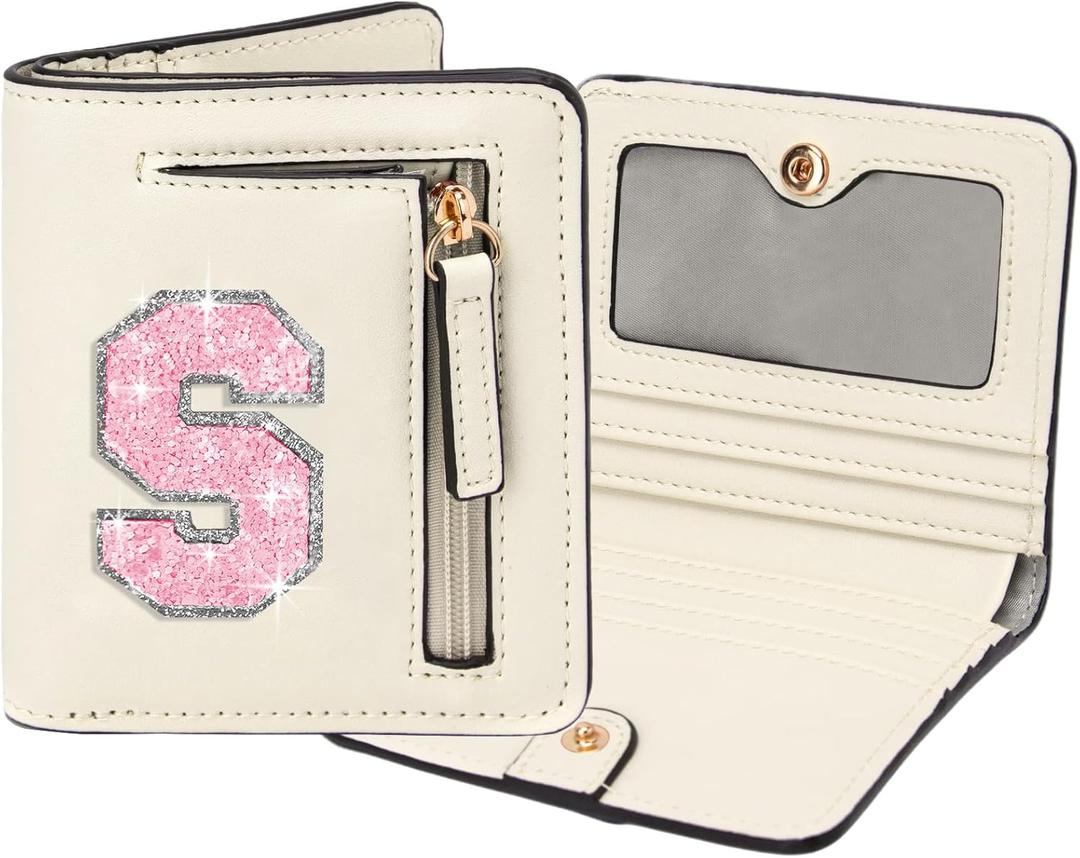 Birthday Gifts for Teen Girl Kids Wallet Girl Wallets Small Initial Rfid Wallet Teen Girls Gift Preppy Stuff for Girls Beige S