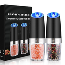 Sweet Alice Gravity Electric Pepper and Salt Grinder Set, Adjustable Coarseness, Battery Powered with LED Light, One Hand Automatic Operation, Dark Green - 2 Pack