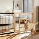 Freestanding Wooden Dog Gate for Doorways & Stairs, Adjustable Width 23.6"–45.3", No-Drill Indoor Pet Barrier for Small Dogs & Puppies, Foldable Dog Gate for Hallways, 23.6" Tall