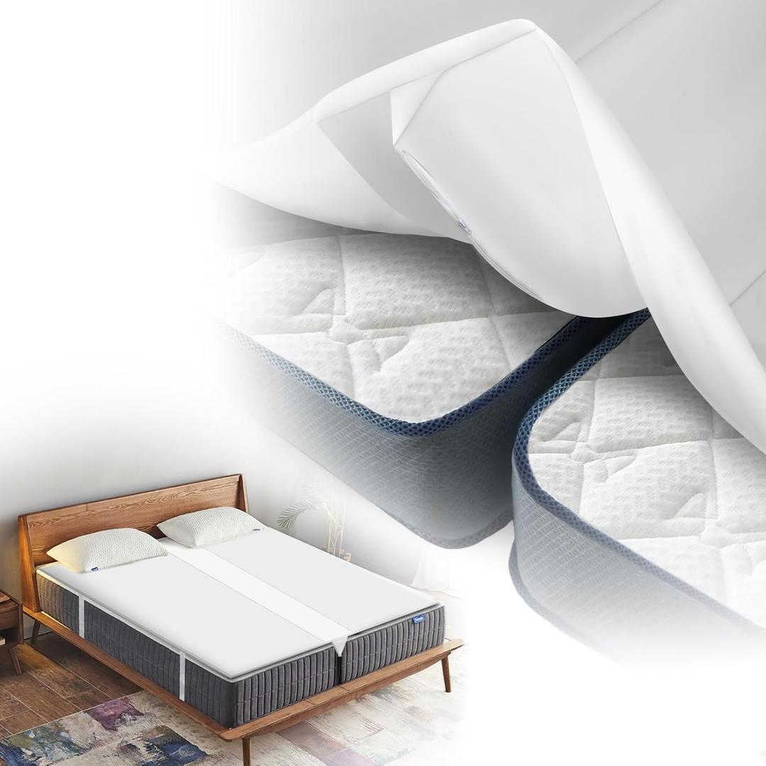 Upgrade 3-in-1 Bed Bridge, Twin to King Bed Converter with Sheet Strap Set, Split King Gap Filler, Removable (White)