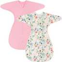 ZIGJOY Shark-Fin Transition Swaddle - 1.0 Tog Baby Sleep Sack Soft Cotton Transitional Swaddle Baby Wearable Blanket M
