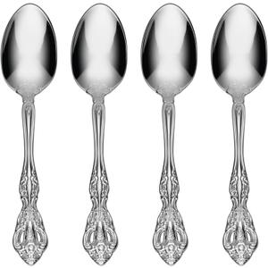 Oneida Michelangelo Fine Flatware Teaspoons, Set of 4 , 18/10 Stainless Steel, Silverware Set, Dishwasher Safe