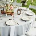 DAKKIONY 10 Pack Round Tablecloth White 120 Inch, Stain Resistant and Wrinkle Polyester Fabric, Washable Table Cover for Kitchen Dining, Wedding, Buffet Table, Holiday Party