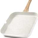 SENSARTE Nonstick Ceramic Grill Pan for Stove Tops, Versatile Square Grilling Pan with Pour Spouts, Durable Grill Skillet for All Stoves(Gas,Electric,Induction) Non Toxic-PTFE,PFAS,PFOA Free, 9.5Inch