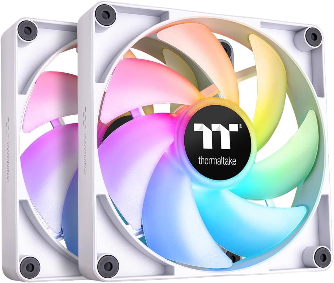 Thermaltake CT120 ARGB Sync PC Cooling Fan White (2-Fan Pack), 5V Motherboard Sync, 16.8 Million Colors 9 Addressable LEDs, 120 mm Hydraulic Bearing Case/Radiator Fan, CL-F153-PL12SW-A Thermaltake CT120 ARGB Sync PC Cooling Fan White (2-Fan Pack), 5V Motherboard Sync, 16.8 Million Colors 9 Addressable LEDs, 120 mm Hydraulic Bearing Case/Radiator Fan, CL-F153-PL12SW-A