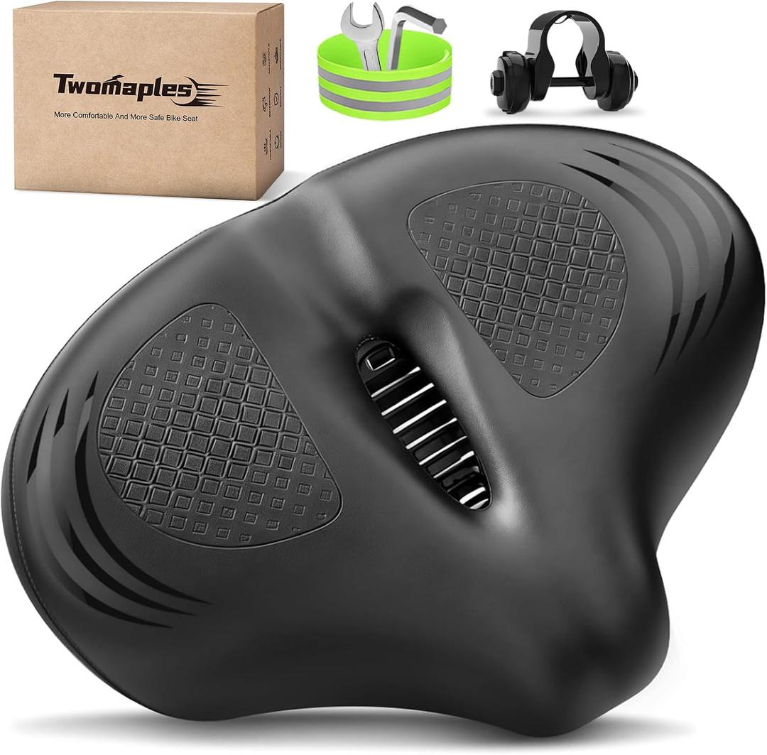 Bike Seat Noseless Wide Bicycle Seat for Women Men, Bike Seats Cushion Comfort for Big Butt, Multiple Fit Saddle for Peloton, Electric, Exercise, Cruiser Bikes