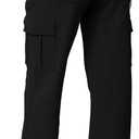 QINSEN Baggy Medium Waist Elastic Sweatpants for Womens Casual Long Fleece Cargo Pants with Pockets (Small, Black)