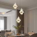 3-Lights Pendant Lights Kitchen Island Mini Chandelier, Modern Silver Pendant Light with Remote Control, Hanging Light Fixture for Dining Room Hallway