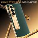 for Samsung Galaxy Z Fold 7 Phone Case,Luxury Genuine Leather,Kickstand Hinge Protection,Built-in Screen Protector,Full Body Anti-Fall Ultra Slim Protective Case for Galaxy zfold 7 (Green)